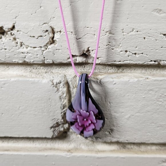 New Womens Murano Glass Blown Flower Blossum Necklace 4 in 1 - Picture 5 of 6